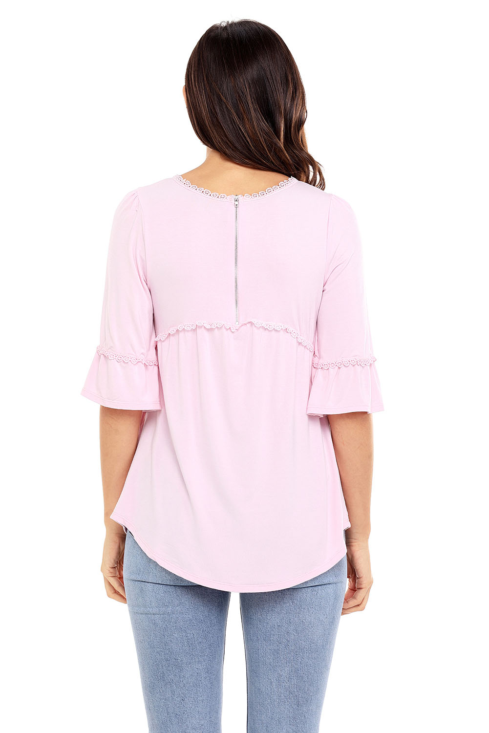 BY250232-10 Pink Babydoll Long Tunic Top